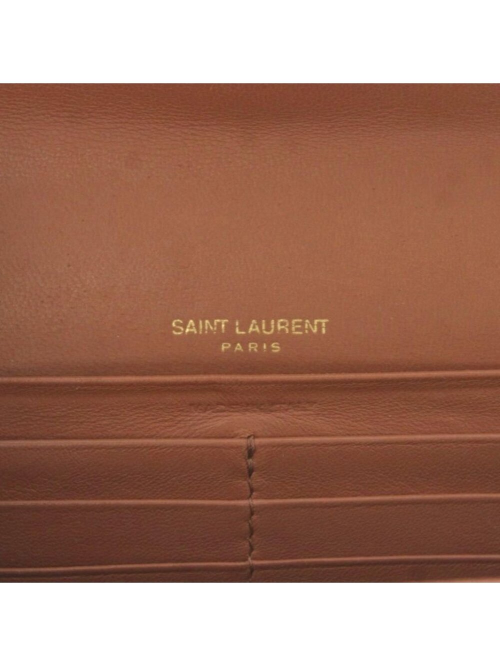 Saint Laurent Paris Cassandralogo Stitch Wallet Coin Purse Flap Lambskin Brown - Picture 7 of 8
